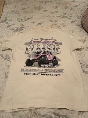 Full Tilt Cream Tee with Pink Off-Road Jeep Graphic